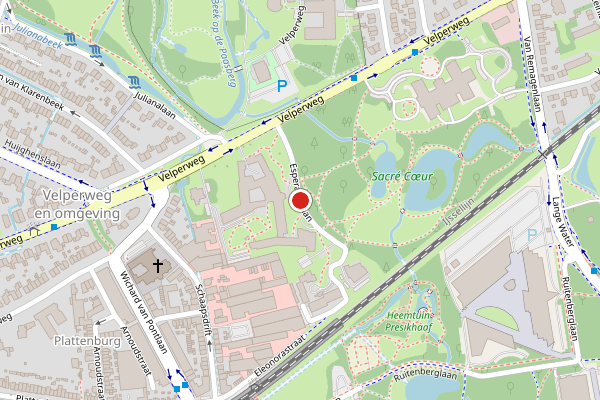 Brandweer-melding op Esperantolaan, Arnhem op 21 juni, kaart-overzicht