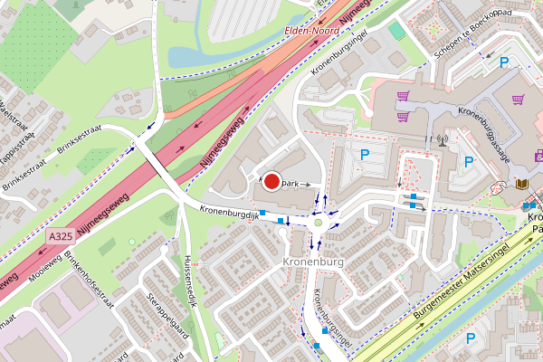 Brandweer-melding op Kroonpark, Arnhem op 21 juni, kaart-overzicht