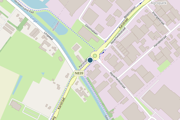 Politie-melding op Karstraat, Huissen op 28 april, kaart-overzicht
