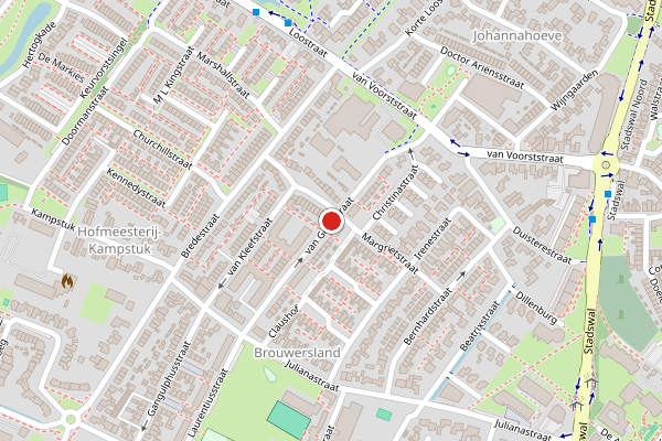 Brandweer-melding op van Gelrestraat, Huissen op 24 april, kaart-overzicht