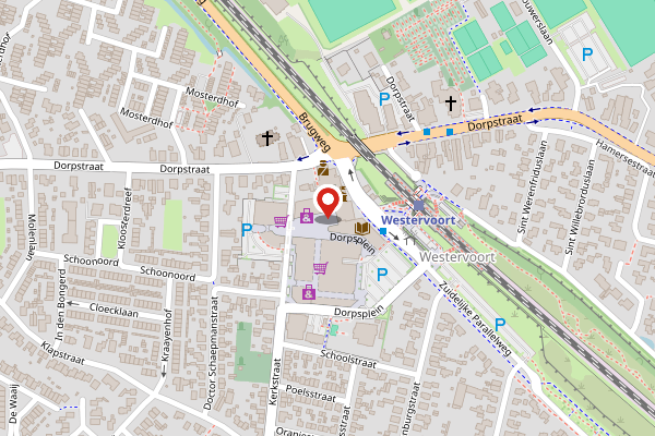 Brandweer-melding op Dorpsplein, Westervoort op 17 april, kaart-overzicht