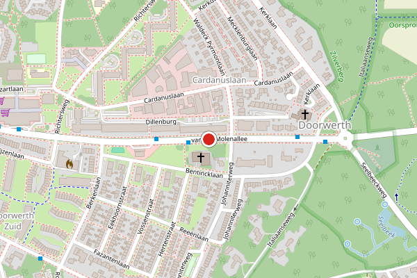 Brandweer-melding op van der Molenallee, Doorwerth op 23 juni, kaart-overzicht