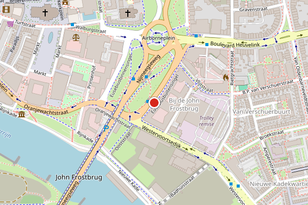 Brandweer-melding op Eusebiusbuitensingel, Arnhem op 24 juni, kaart-overzicht