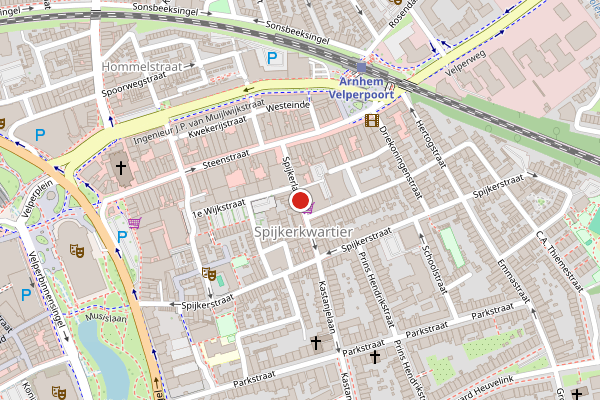 Brandweer-melding op Spijkerlaan, Arnhem op 6 mei, kaart-overzicht
