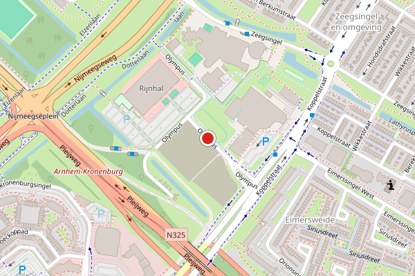 Brandweer-melding op Decathlon Olympus, Arnhem op 25 juni, kaart-overzicht