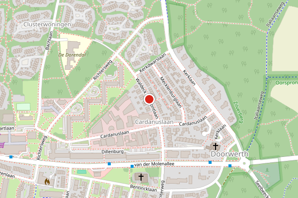 Brandweer-melding op Waldeck Pyrmontlaan, Doorwerth op 26 juni, kaart-overzicht