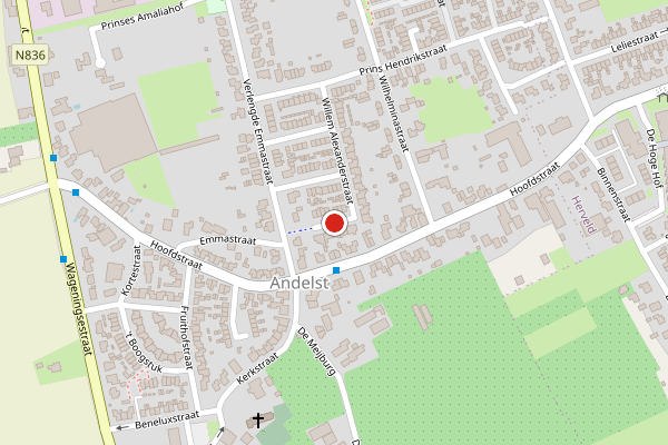 Brandweer-melding op Johan Frisostraat, Andelst op 27 juni, kaart-overzicht