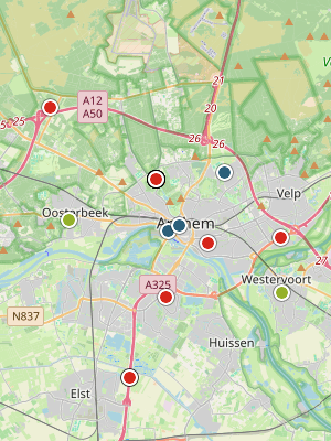 Kaart laatste meldingen P2000 Arnhem